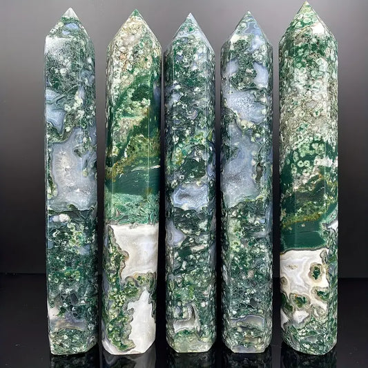 Fluorescent Green Moss Agate Tower